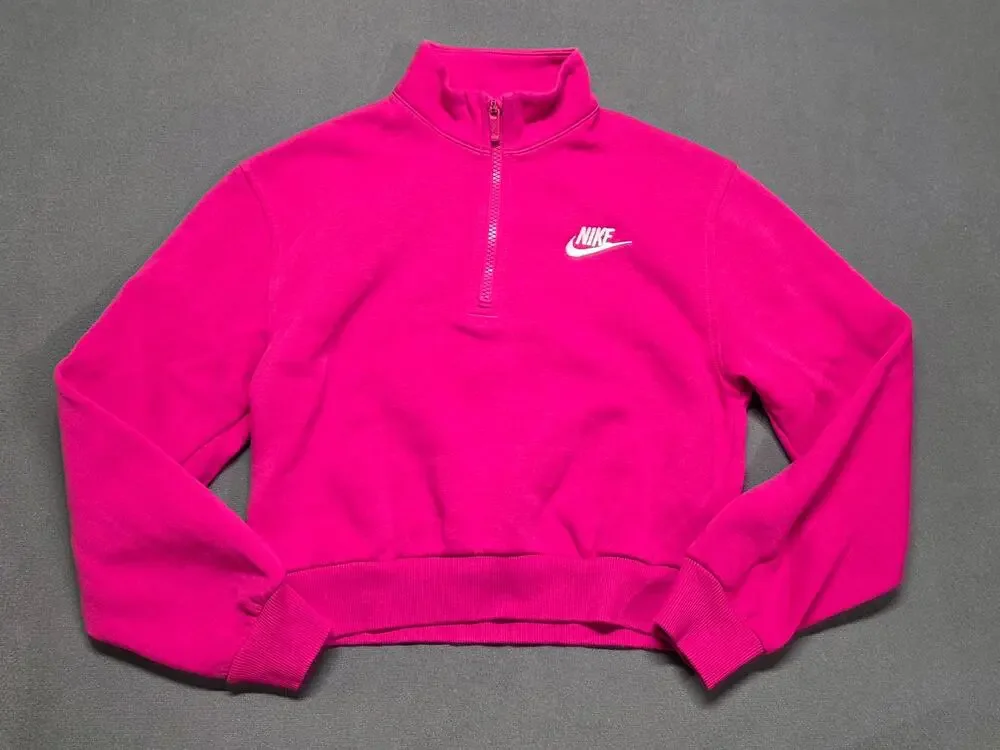 Nike Girls Cropped Pink Hoodie 10-11 Years Logo Soft Casual Medium
